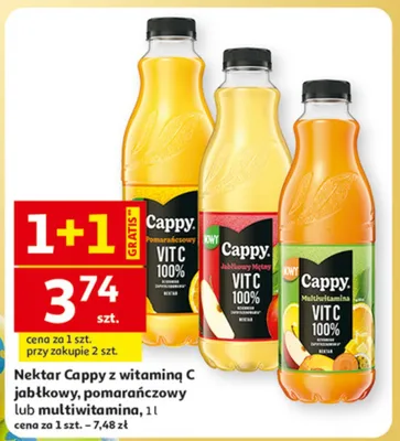 Nektar z witaminą C jabłkowy, pomarańczowy lub multiwitamina promocja w Auchan