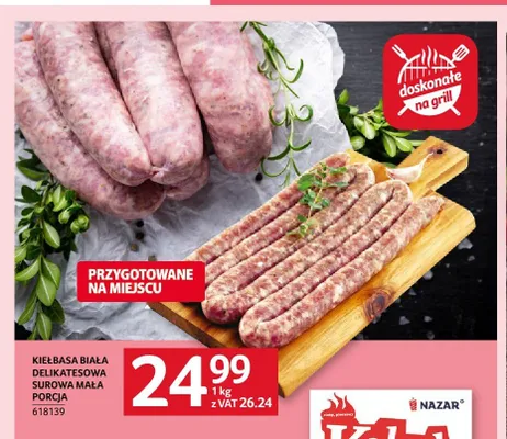 Kiełbasa biała delikatesowa surowa mała porcja promocja w Selgros
