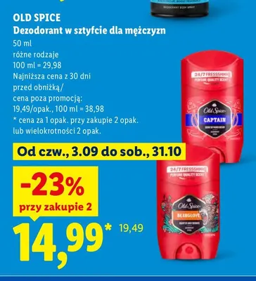 Dezodorant w sztyfcie dla mężczyzn Old Spice Captain promocja w Lidl