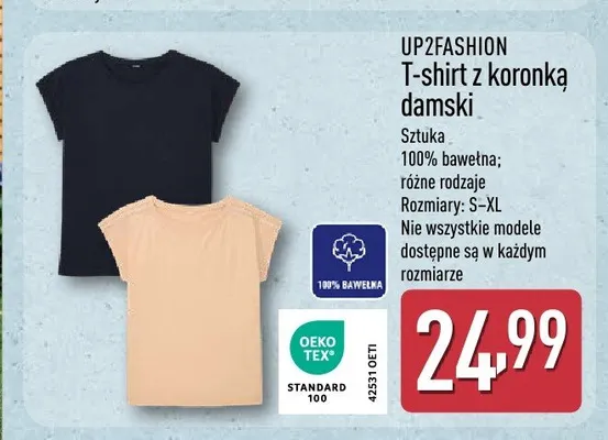 T-shirt z koronką damski UP2FASHION promocja w Aldi