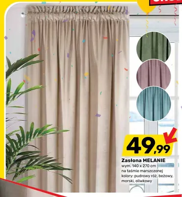 Zasłona MELANIE na taśmie marszczonej 140x270cm promocja w Bricomarche