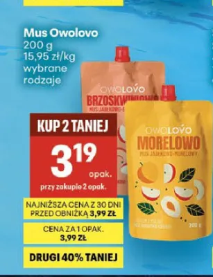 Mus Owolovo Brzoskwiniowy promocja w Delikatesy Centrum