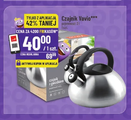 Czajnik z gwizdkiem 3 l Vavio promocja w POLOmarket