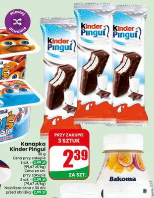 Kanapka Kinder Pingui promocja w Dino