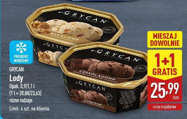 Lody czekoladowe Grycan promocja w Aldi