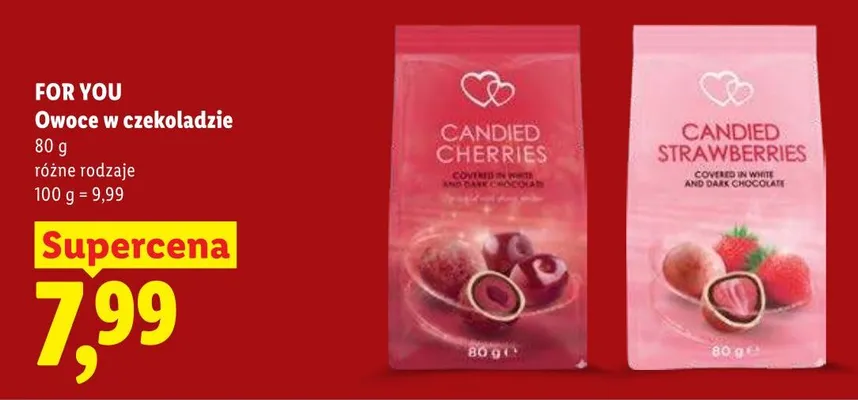 Owoce w czekoladzie For You Candied Cherries promocja w Lidl