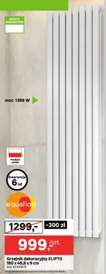 Grzejnik dekoracyjny ELIPTO 180 x 46,8 x 9 cm promocja w Leroy Merlin
