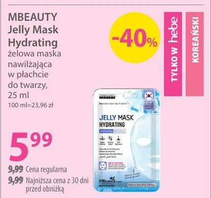 Żelowa maska nawilżająca w płachcie do twarzy Jelly Mask Hydrating promocja w Hebe