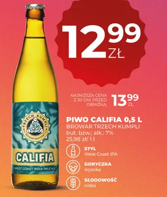 Piwo Trzech Kumpli Califia West Coast IPA promocja w Duży Ben