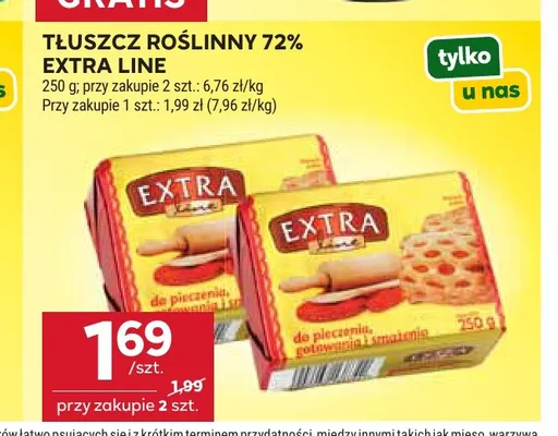 Tłuszcz roślinny 72% Extra Line do pieczenia i smażenia promocja w Stokrotka