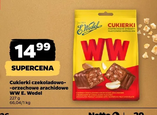 Cukierki czekoladowo-orzechowe arachidowe WW E. Wedel promocja w Netto