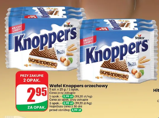 Wafel Knoppers orzechowy 3-pak promocja w Dino