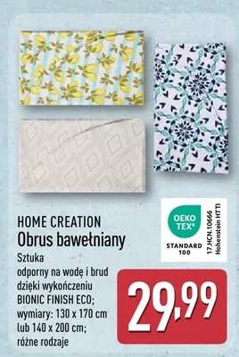 Obrus bawełniany, różne rodzaje HOME CREATION promocja w Aldi