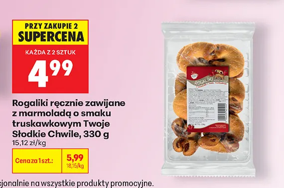 Rogaliki ręcznie zawijane z marmoladą o smaku truskawkowym Twoje Słodkie Chwile promocja w Biedronka