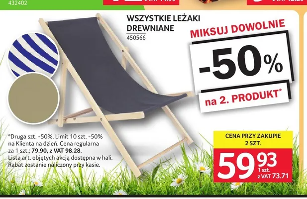 Leżak drewniany promocja w Selgros