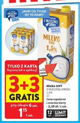 Mleko UHT Z Mlecznej Drogi 1,5% promocja w Intermarche