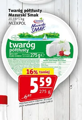Twaróg półtłusty Mazurski Smak promocja w Prim Market