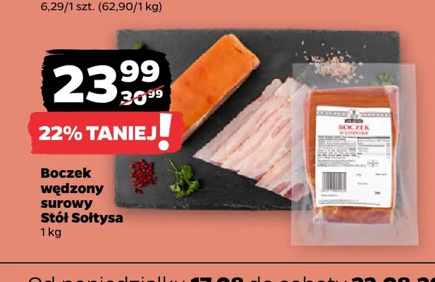 Boczek wędzony surowy Stół Sołtysa promocja w Netto