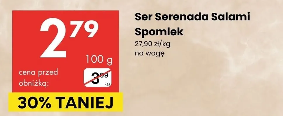 Ser Serenada Salami Spomlek promocja w Delikatesy Centrum