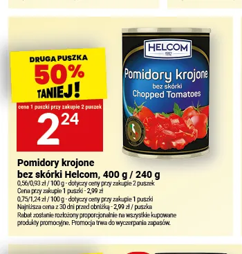 Pomidory krojone bez skórki Helcom promocja w Twój Market