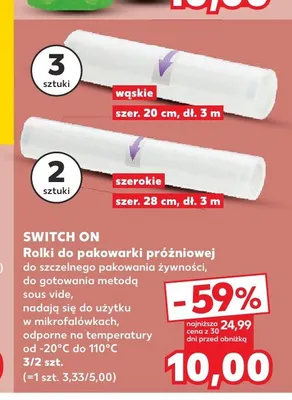 Rolki do pakowarki próżniowej Switch On szerokie 28 cm 2-pak promocja w Kaufland