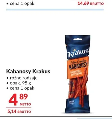 Kabanosy drobiowo-wieprzowe Krakus promocja w Makro