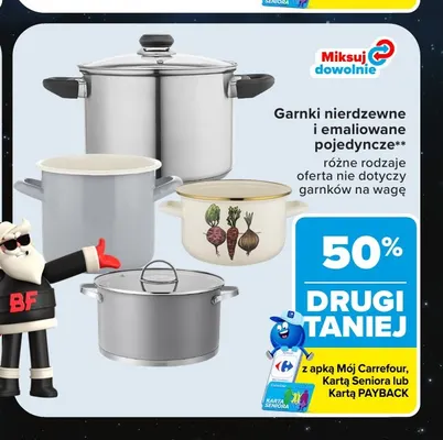 Garnki nierdzewne i emaliowane pojedyncze promocja w Carrefour