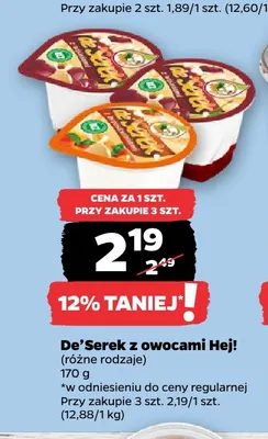 De'Serek z owocami Hej! truskawkowy promocja w Netto