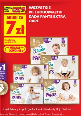 Pieluchomajtki Dada Pants Extra Care 7 XXL promocja w Biedronka