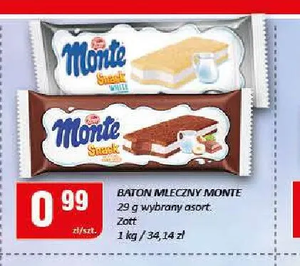 Baton mleczny Monte Snack promocja w Chorten