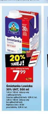 Śmietanka Łowicka 30% UHT promocja w Twój Market