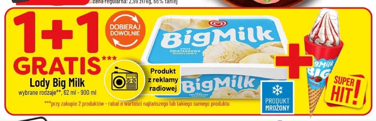 Lody Big Milk promocja w POLOmarket