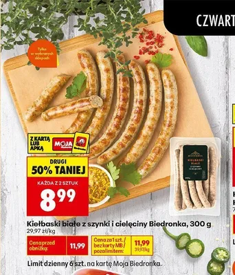 Kiełbaski białe z szynki i cielęciny Biedronka promocja w Biedronka