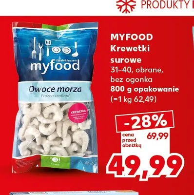 Krewetki surowe 31-40 obrane bez ogonka Myfood promocja w Kaufland