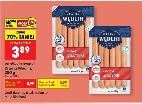 Parówki z szynki promocja w Biedronka