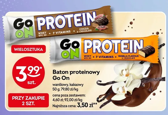 Baton proteinowy Go On kakaowy promocja w Żabka