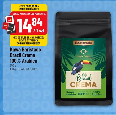 Kawa ziarnista Baristado Brazil Crema 100% Arabica promocja w POLOmarket