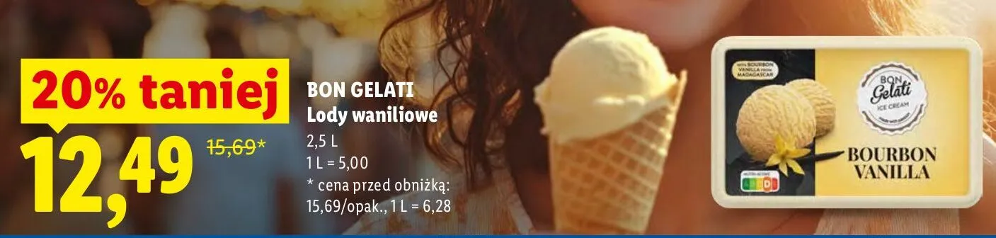 Lody waniliowe Bon Gelati Bourbon Vanilla promocja w Lidl