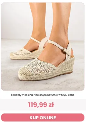 Sandały damskie Vices na plecionym koturnie w stylu boho promocja w Renee