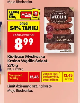 Kiełbasa Myśliwska Kraina Wędlin Select promocja w Biedronka