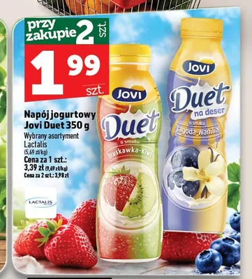 Napój jogurtowy Jovi Duet jagoda-wanilia promocja w TOPAZ