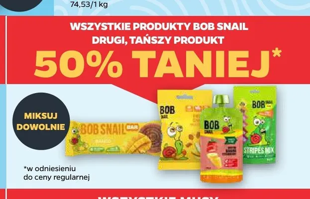 Przekąska owocowa Bob Snail Stripes Mix promocja w Netto