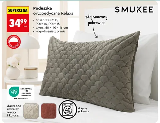 Poduszka ortopedyczna Relaxa 60x40x16 cm promocja w Biedronka