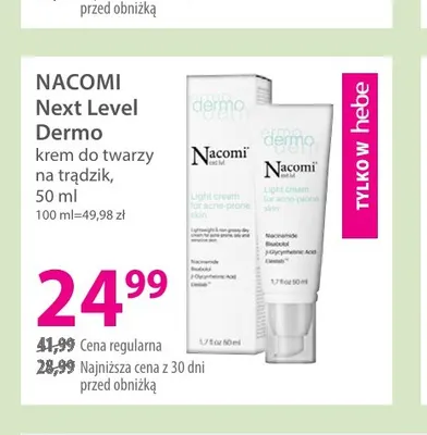 Krem do twarzy na trądzik Next Level Dermo Nacomi promocja w Hebe