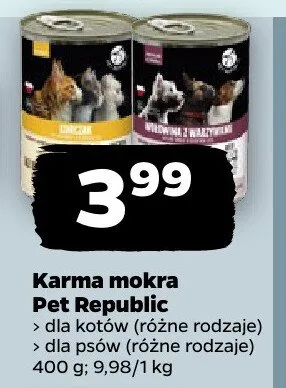 Karma mokra Pet Republic dla kotów dla psów promocja w Netto
