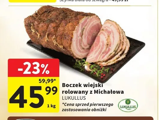 Boczek wiejski rolowany z Michałowa Lukullus promocja w Intermarche