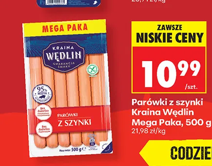Parówki z szynki Kraina Wędlin Mega Paka promocja w Biedronka