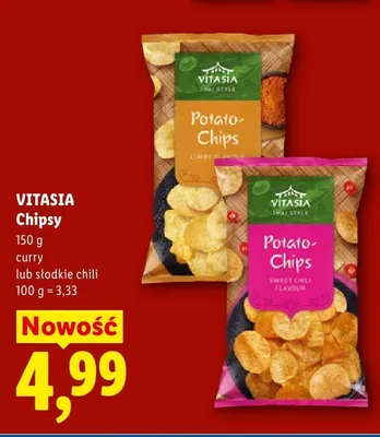 Chipsy ziemniaczane Vitasia o smaku słodkiego chili promocja w Lidl