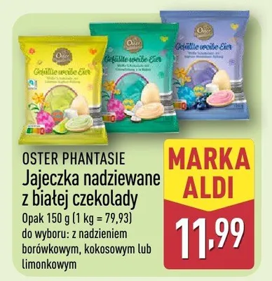 Jajeczka nadziewane z białej czekolady z nadzieniem limonkowym promocja w Aldi
