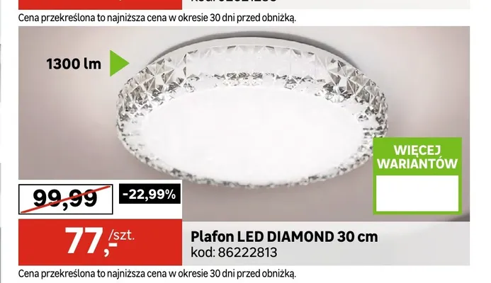 Plafon LED Diamond 30 cm promocja w Leroy Merlin